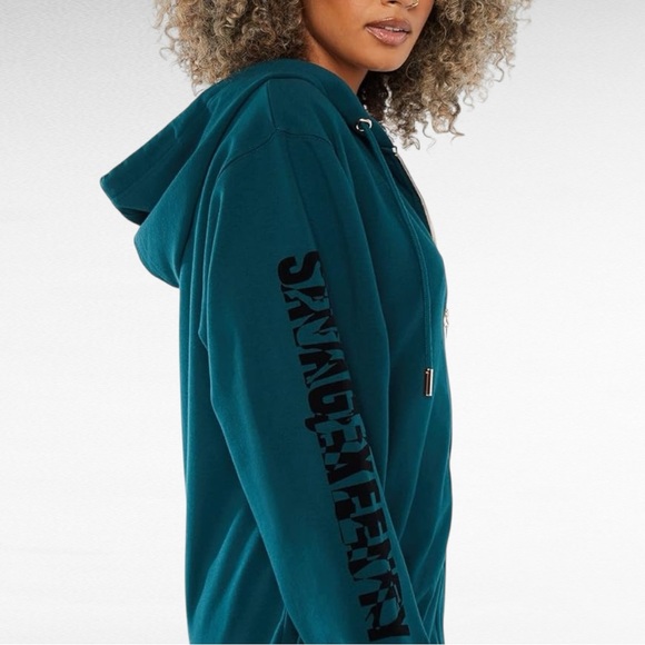 Forever Savage X Fenty | Hunter Green Hooded Showgirl Comfy Jumpsuit Onesie - Picture 6 of 7